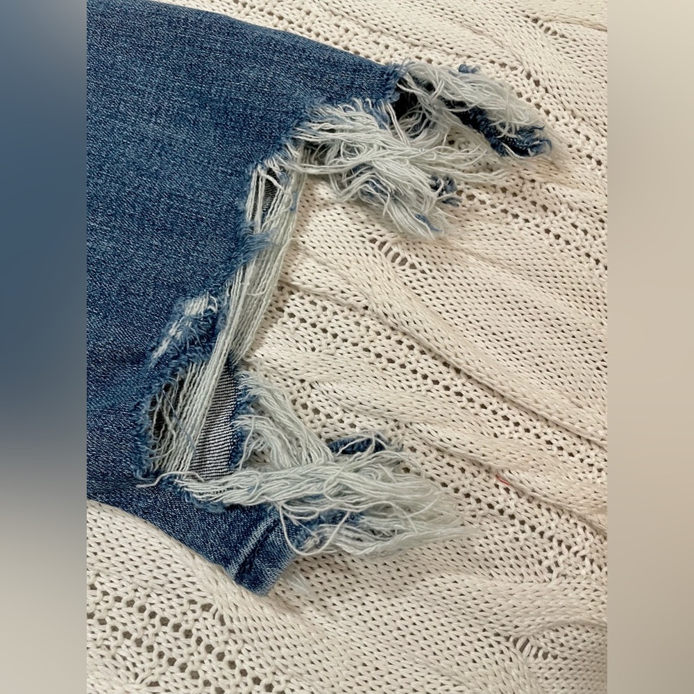 7 For All Mankind Frayed Hem Flare Jeans 24 Blue - Picture 3 of 9